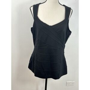 White House Black Market Seamed Ponte Sweetheart Zip Knit Sleeveless Top L NWT